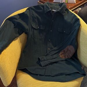 Chaps Dark Green Shirt with Brown Patches
